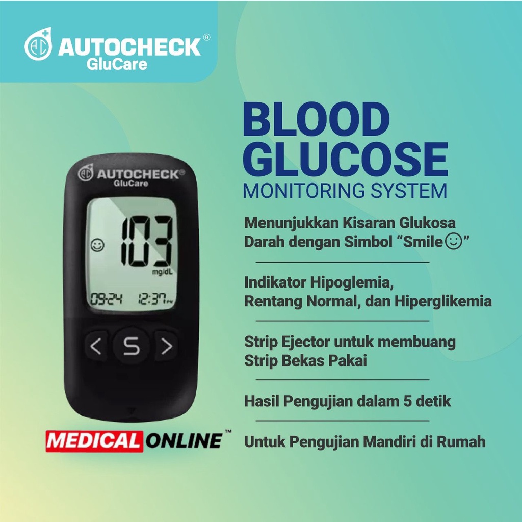 AUTOCHECK GLUCARE GLUCOSE ALAT CEK GULA DARAH AUTO CHECK MEDICALONLINE MEDICAL ONLINE