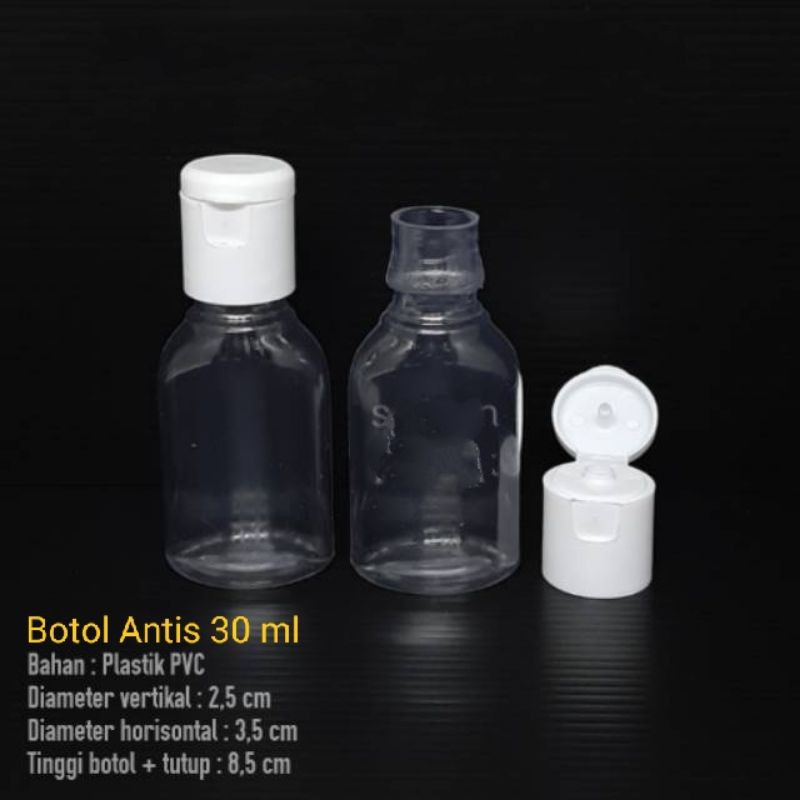 Botol 30 ml Fliptop /Botol Antis Fliptop 30 ml bening
