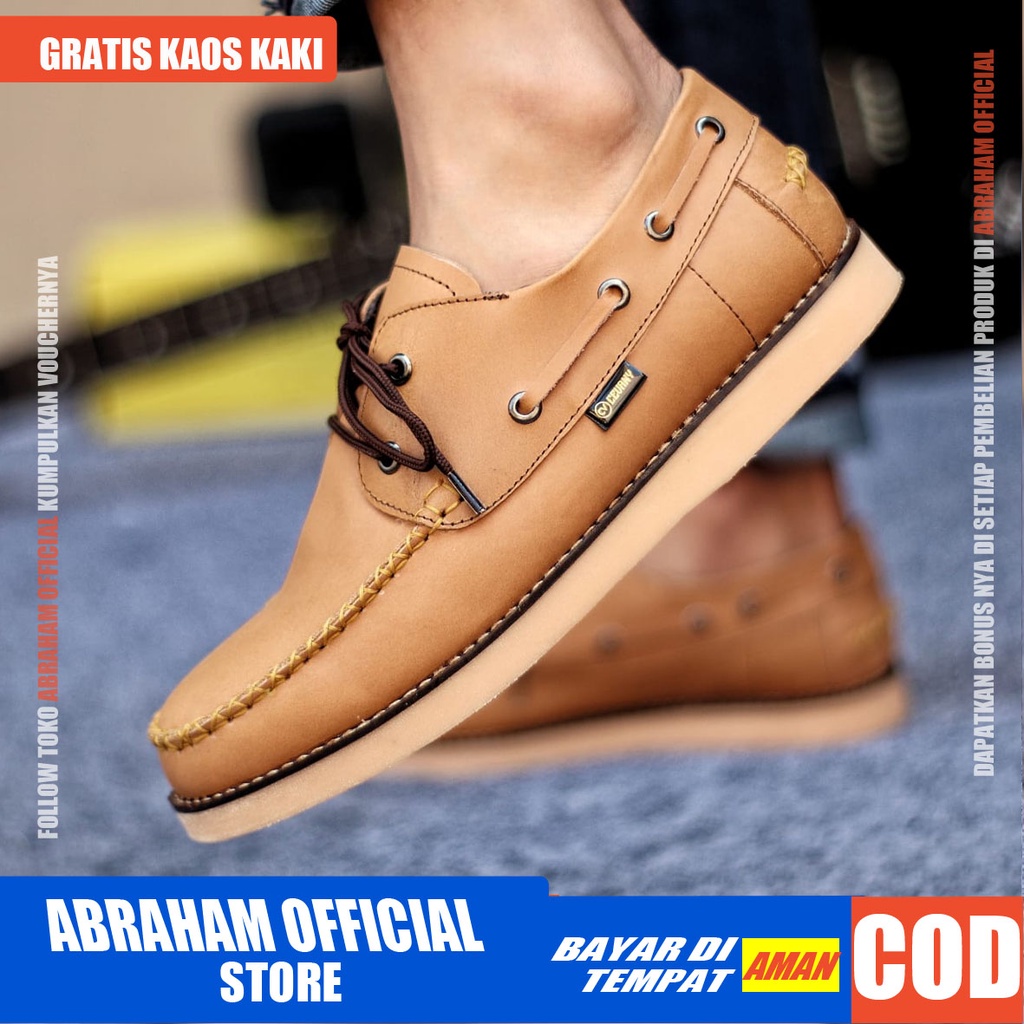 ABRAHAM Sepatu Formal Pantofel Kerja Hitam Casual Kulit Pria