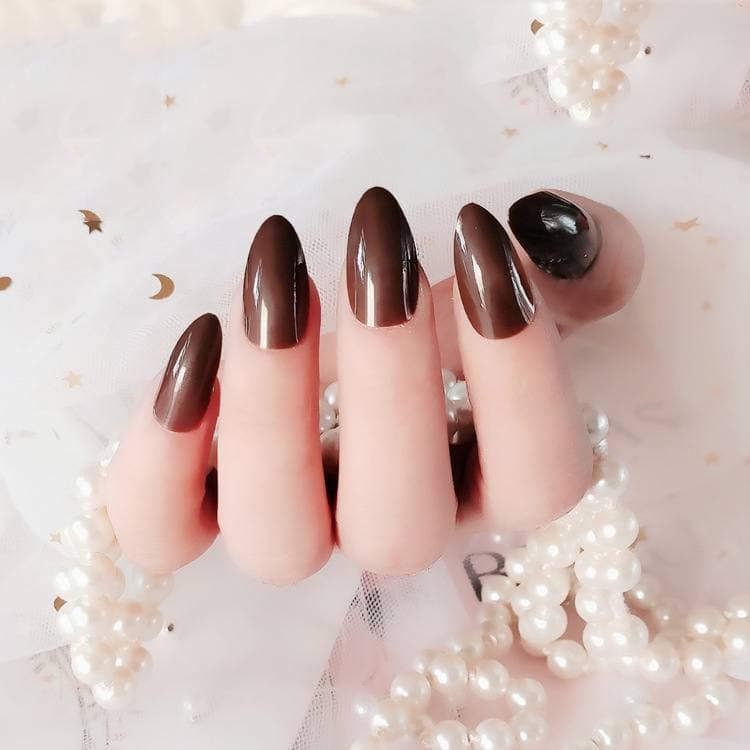 ASK Kuku Palsu False Nail Art Nude Almond Drop Shape Press On Fake Fingernail Stilleto 24pc kUKU-02