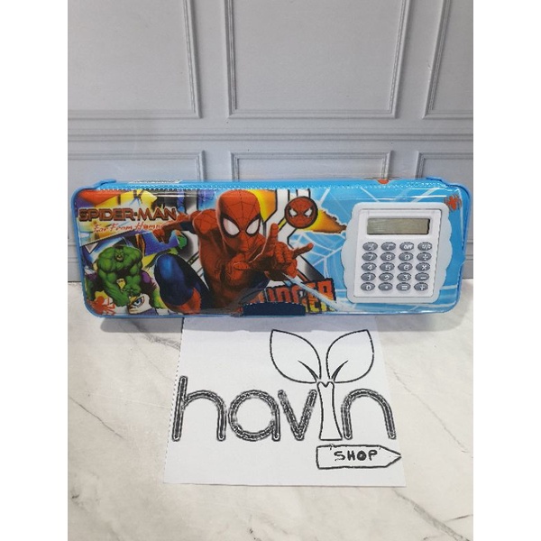 kotak pensil ada kalkulator/pencil case KALKULATOR/TEMPAT PENSIL MAGNET KALKULATOR-SPIDERMAN makal