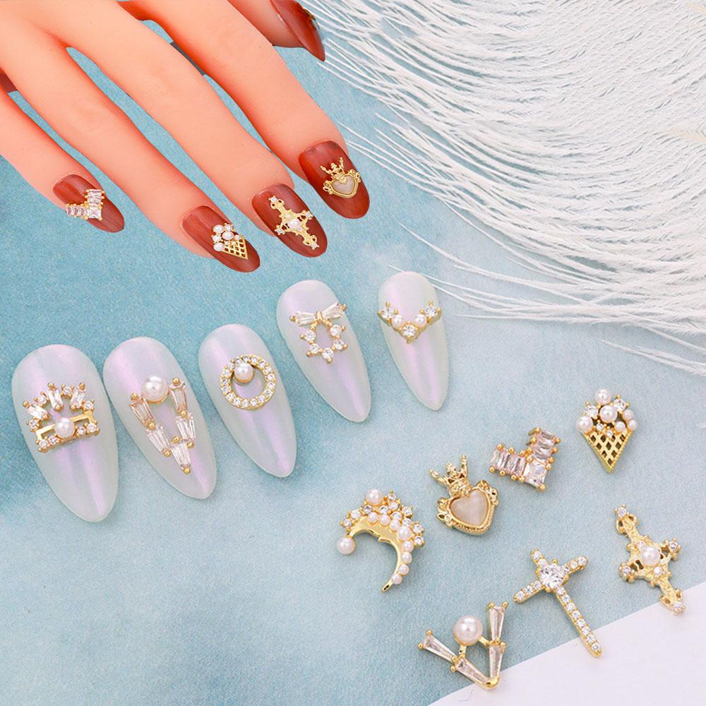 MXBEAUTY 3d Nail Art Dekorasi Mewah 1Pcs Mutiara Perhiasan Zirkon Kristal Kuku Liontin