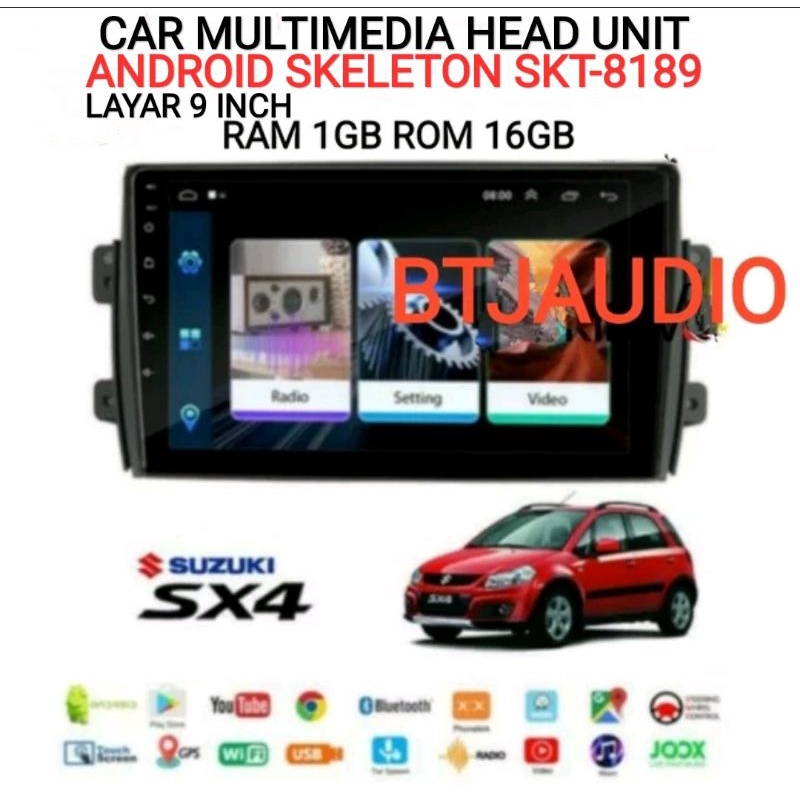 HEAD UNIT TAPE TV MOBIL ANDROID OEM SUZUKI SX4/X-OVER RAM 2GB/32GB LAYAR 9 INCH
