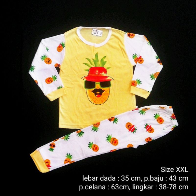 Kazel Setelan Piyama Kaos Anak Branded Cewek Cowok 5T - 6T "Pineapple"