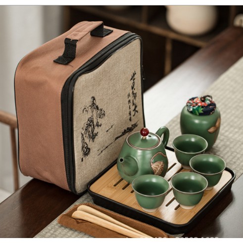 Portable chinese tea set ceramic + Free Pouch Bag Travel