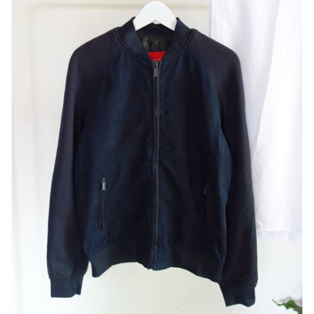 Zara Man Original Jaket Bomber Navy Preloved Second Branded Bekas