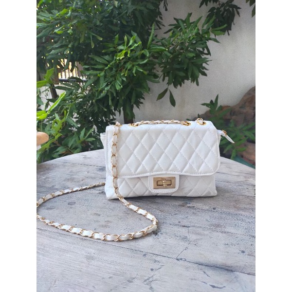 tas putih tali rantai import