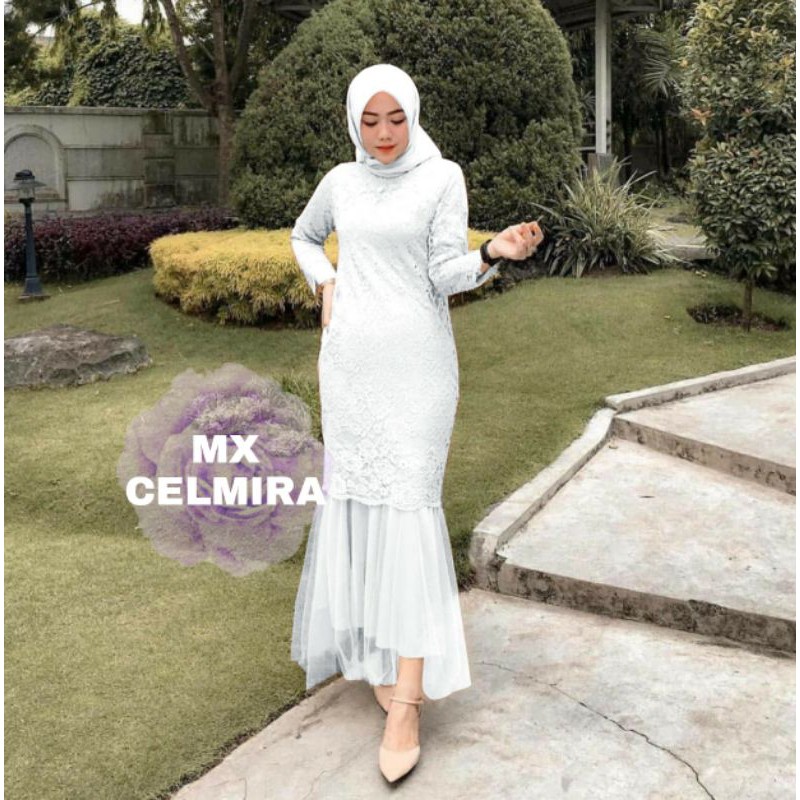 MAXI CELMIRA DUYUNG BRUKAT REALPICT/DRESS MUSLIM DUYUNG/GAMIS DUYUNG /MX DUYUNG BRUKAT/GAUN DUYUNG-PUTIH