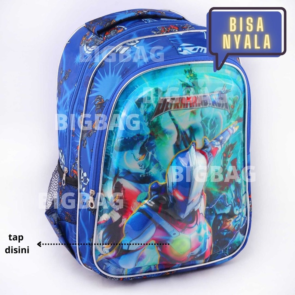 PTS Tas Ransel Timbul - Tas Emboss 4D - LED BACKPACK - RANSEL NYALA - CRACK - Tas Sekolah