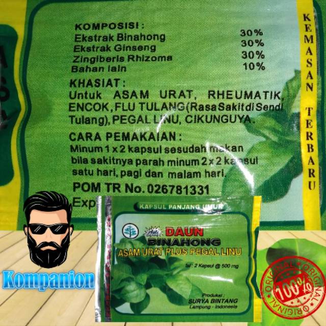 Ekstrak Kapsul Pil Daun Binahong Obat Asam Urat Rematik Encok Pegal Flu Tulang Penambah Stamina Shopee Indonesia