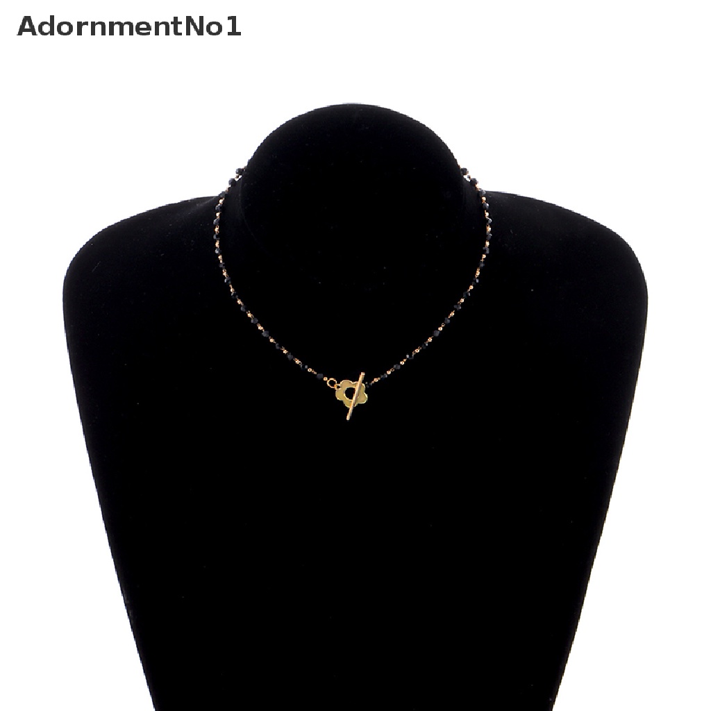 (AdornmentNo1) Kalung Choker Rantai Manik Kristal Hitam Untuk Wanita