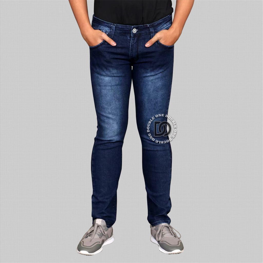 DOUBLE ONE Celana Jeans Panjang Pria Slim Fit Original FIFTEEN DENIM Bio Wash