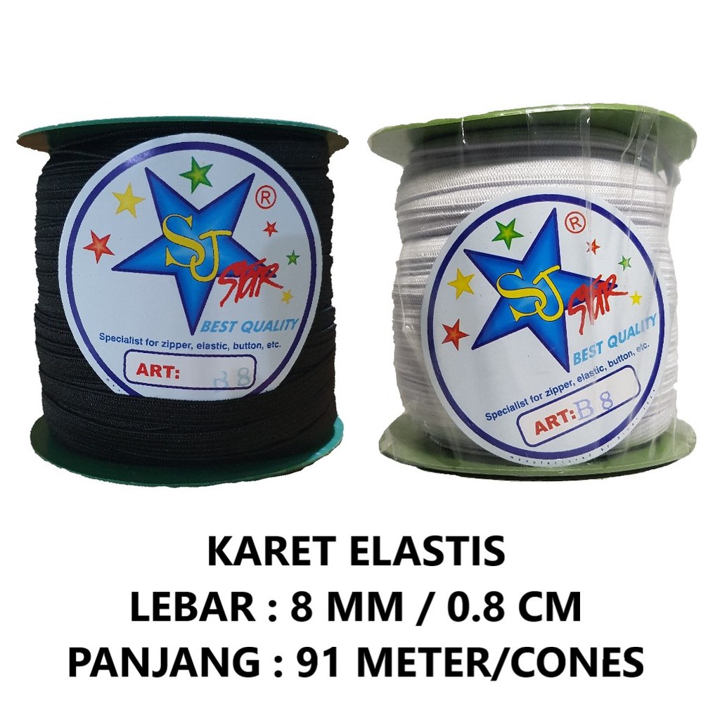 Karet Elastis 8mm/0,8cm/P5 (B-8) @91 meter Karet Kolor Karet Pinggang