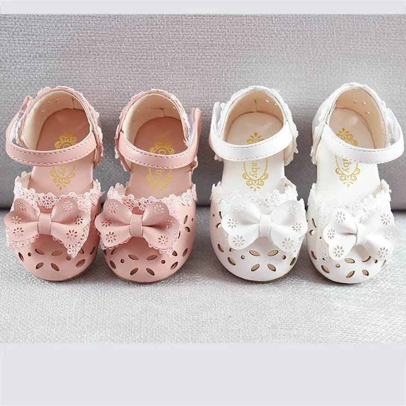 Sepatu Kulit Renda Anak Flat Shoes Ribbon