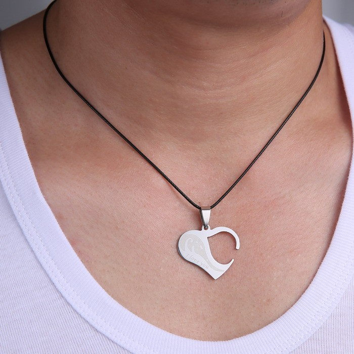 Kalung Couple Two Heart Puzzling Baru impor