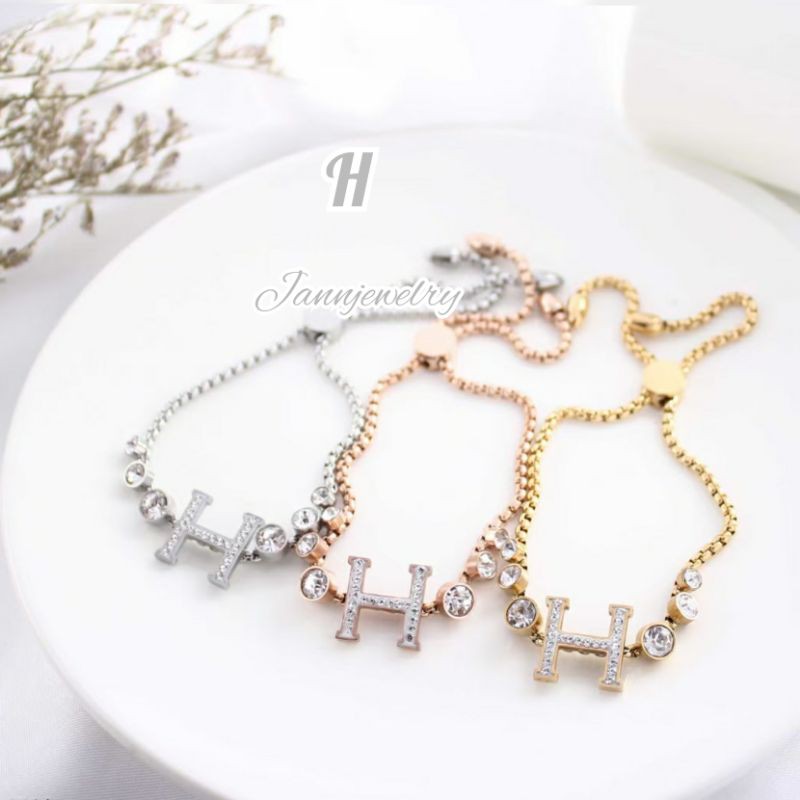 Gelang Serut Titanium Asli Anti Karat &amp; Alergi Cubic Zirconia Fashion Korea