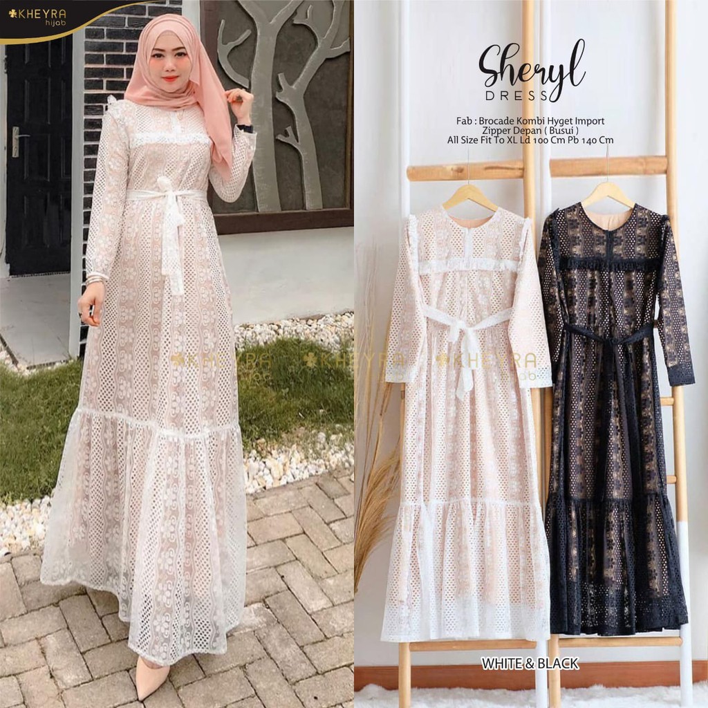 Sheryl Iklima longdress brocade brokat kombi ala korea maxi dress