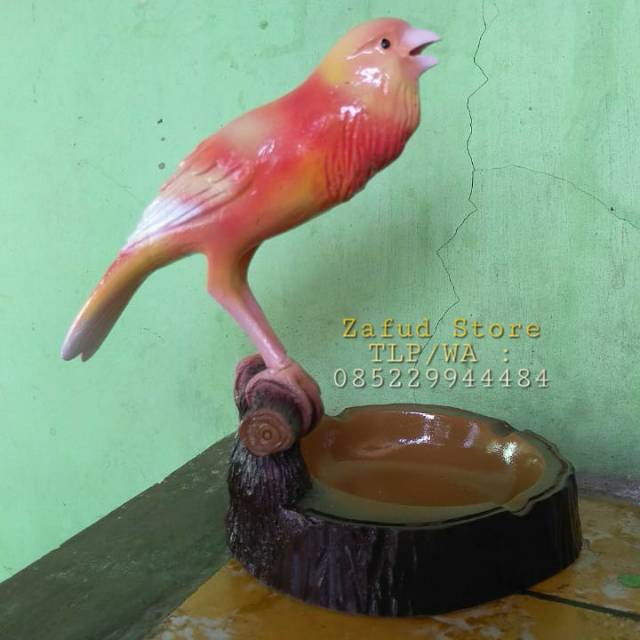 Asbak unik motif burung kenari.