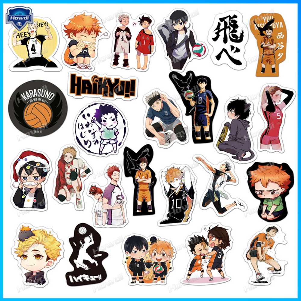 Haikyuu!! Kaos T-Shirt Lengan Pendek Motif Print Untuk Wanita Stiker Motif Anime Tahan Air Untuk Helm Motor