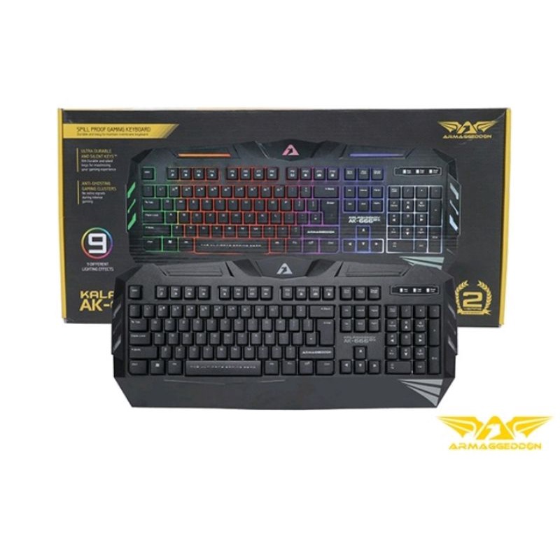 Keyboard Gaming Armaggeddon  AK666 KALASHNIKOF SPILL PROOF 8Mode keyboard usb