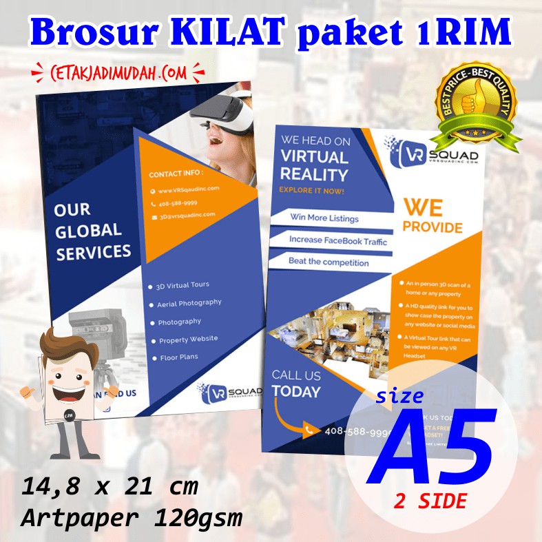 Cetak Brosur Kilat A5 2 Sisi Paket 1 Rim Brosur Kilat Murah Shopee Indonesia