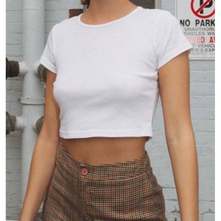 Ashlyn Top Brandy Melville Dupes Crop Top Basic Solid Color Baby Tee Brown Shopee Indonesia