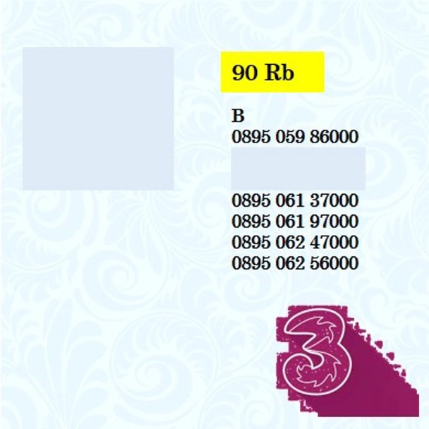 KARTU PERDANA THREE NOMOR CANTIK TRI UJUNG RIBUAN NOMER 4G READY