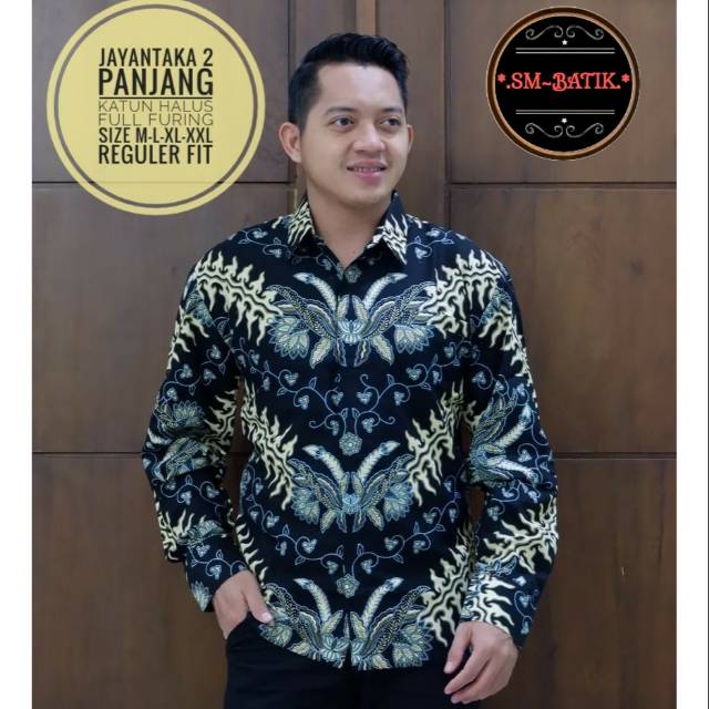 Kemeja Batik Pria Lengan Panjang JAYANTAKA HITAM