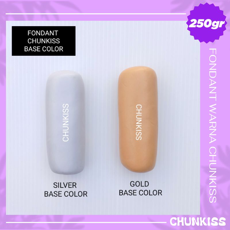 FONDANT WARNA 250 GR KOLEKSI WARNA GOLD DAN SILVER - HALAL SIAP PAKAI