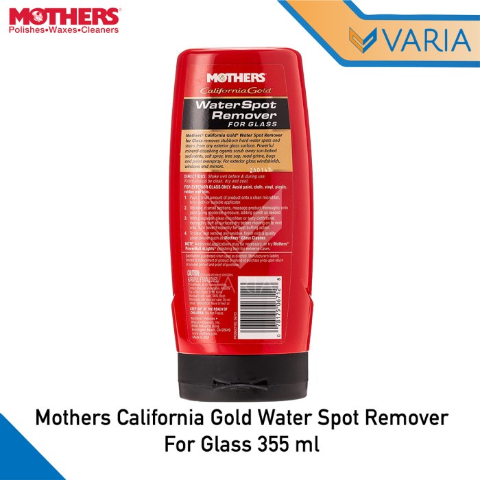 Mothers California Gold Water Spot Remover For Glass 355 ml Jamur Kaca