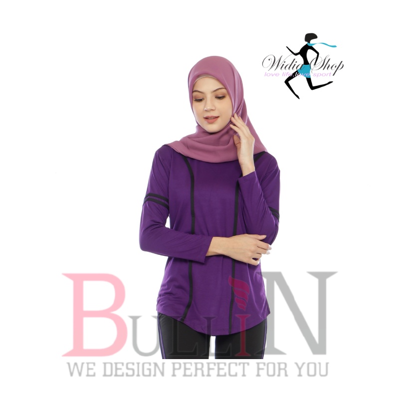 baju senam kerin panjang / atasan zumba cewek / Bullin-Ungu