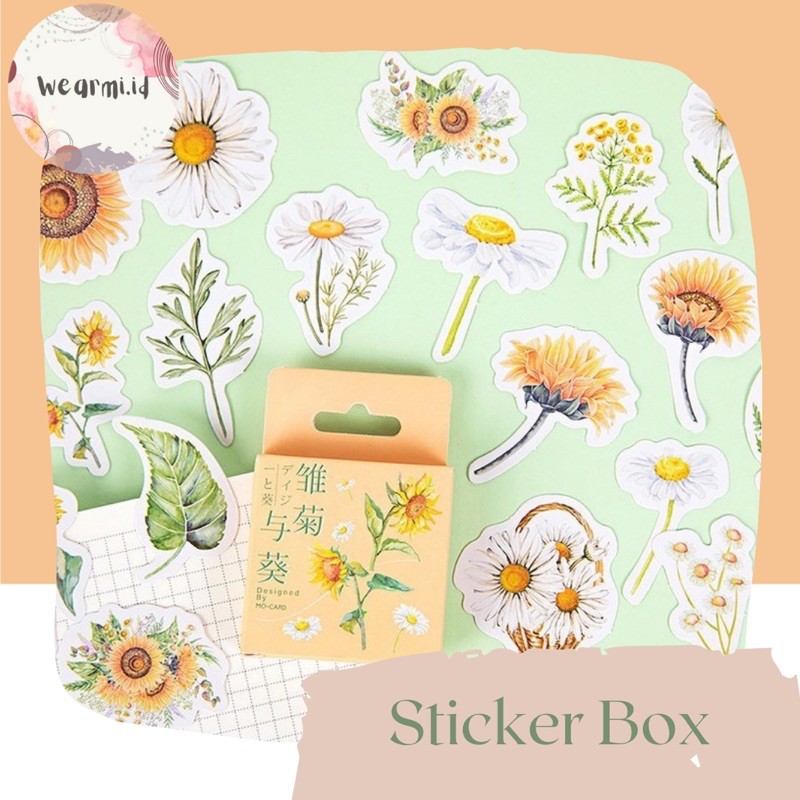 

46 pcs Sticker Box Deco Tanaman bunga Matahari Scrapbook Bujo jurnal diy