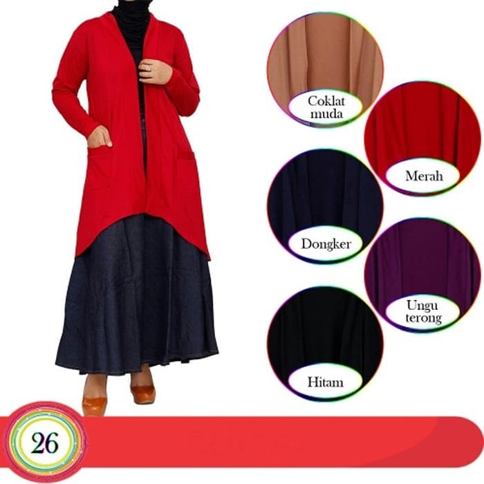 Long cardi cardigan outer cardigan panjang bahan kaos polos