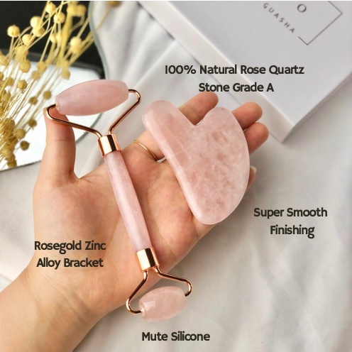 MORPIO FACE ROLLER &amp; GUASHA | MORPIO ROSE QUARTZ JADE ROLLER &amp; GUASHA | FACE ROLLER