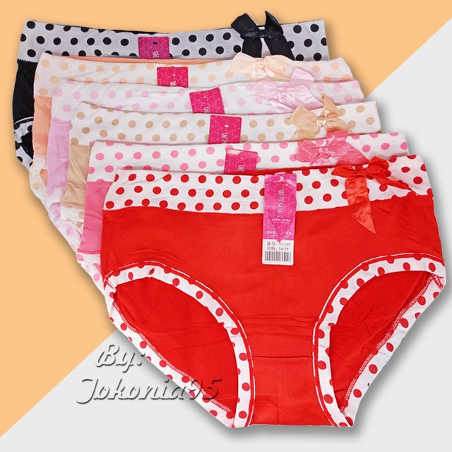 Celana Dalam Wanita Multicolour Polkadot Pita - CD Wanita Ni Sha Y1105 Adem Lembut Nyaman