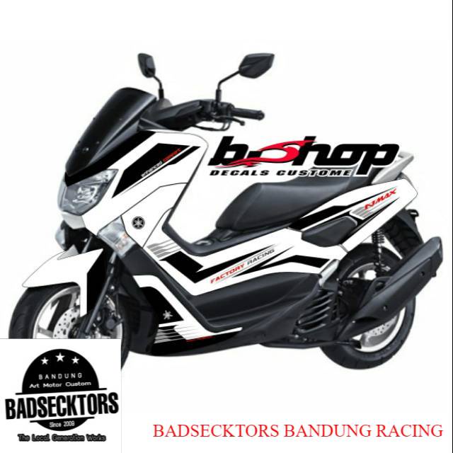 Sticker decal full body yamaha nmax simple putih hitam keren