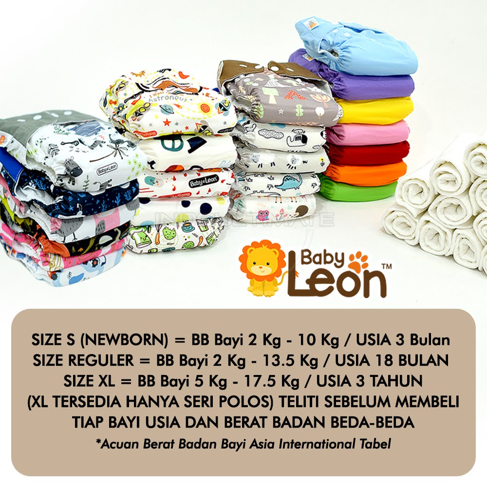 1PCS CLODI ONLY (Tanpa Insert) CB-633 CB-733 BABY LEON Clodi Baby Popok Kain Bayi Cloth diaper Popok Kain Cuci Ulang Bayi Celana Popok Cloth Diapers Daya Serap Tinggi