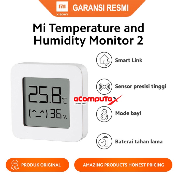 XIAOMI MI TEMPERATURE &amp; HUMADITY MONITOR 2 ORIGINAL GARANSI RESMI