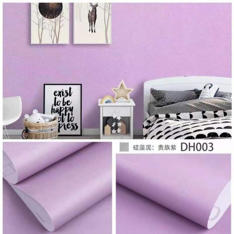 ( BELI 4 GRATIS 2 )Terlaris Wallpaper Sticker Wallpaper Dinding Ruang Tamu Motif Polos | Putih Salur Bunga | Cream | Abu Ungu Kuning Hijau Coklat Merah Pink Biru Batik Bunga Kembang Batu Bata 3D Kotak Segitiga Minimalis Garis Emas Tua Muda Murah-Ungu Muda