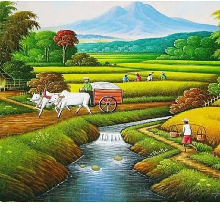Banyak Dipakai.. lukisan pemandangan dari kain kanvas