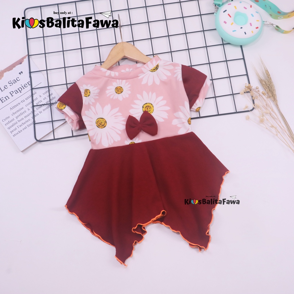 Dress Jennie uk Bayi - 2 Tahun / Dres Anak Perempuan Lengan Pita Polos Baju Pesta Pakaian Kado Adem