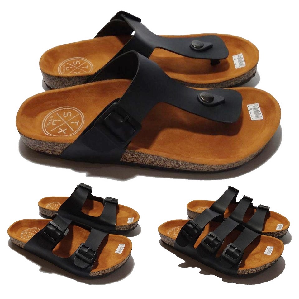 LUBRENE Sandal Pria Casual kekinian Sendal Slop Selop Slip On Slide Santai Kulit Cowok Cewek Laki La