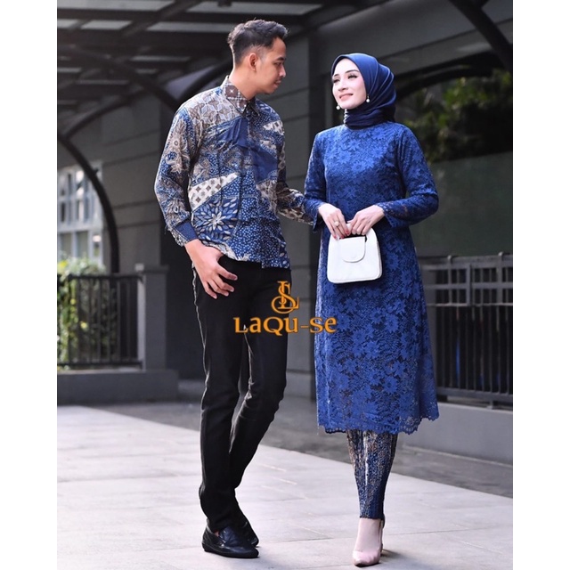 Setelan Kebaya Tunik Batik Couple Modern Terbaru Outfit Pasangan Kondangan Wisuda By Laquse_kebaya2