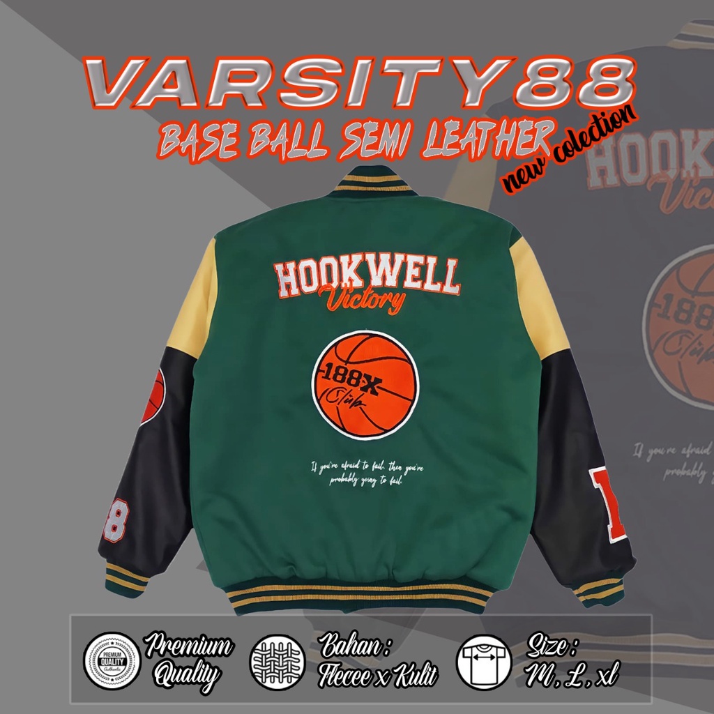 VASRITY SEMI KULIT VARSITY HOOKWEELL VARSITY JAKET