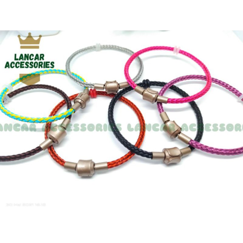 Gelang Tali Kawat Anti Air Waterproof Untuk Charm Liontin Mainan Pandora Emas