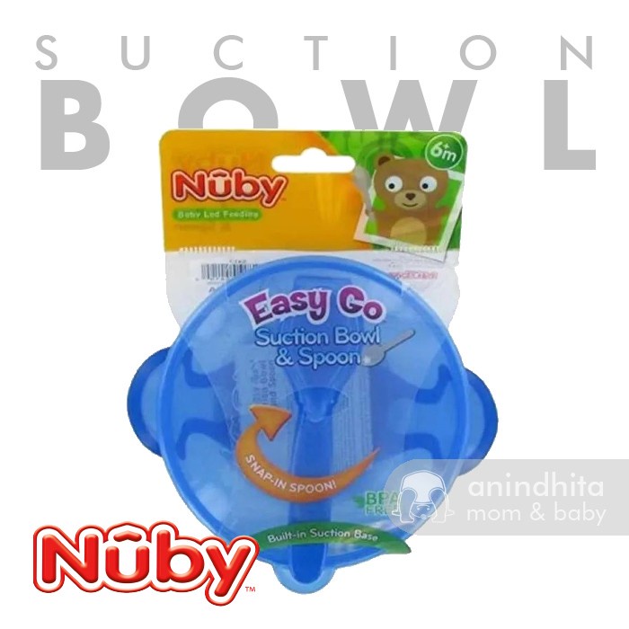 NUBY Easy Go Suction Bowl N Spoon Lid Mangkok dsn Sendok Bayi