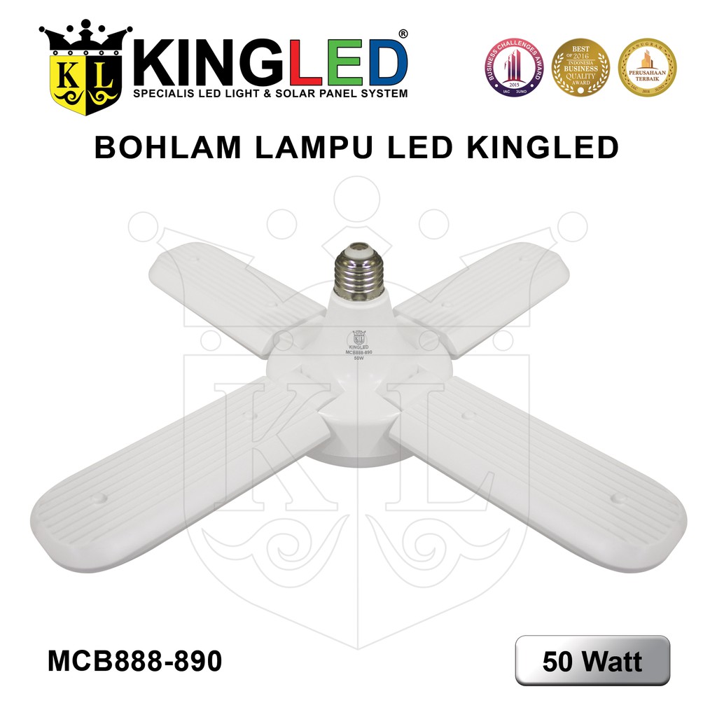 KINGLED Lampu Bola LED 50Watt Model Kipas White / Warm White