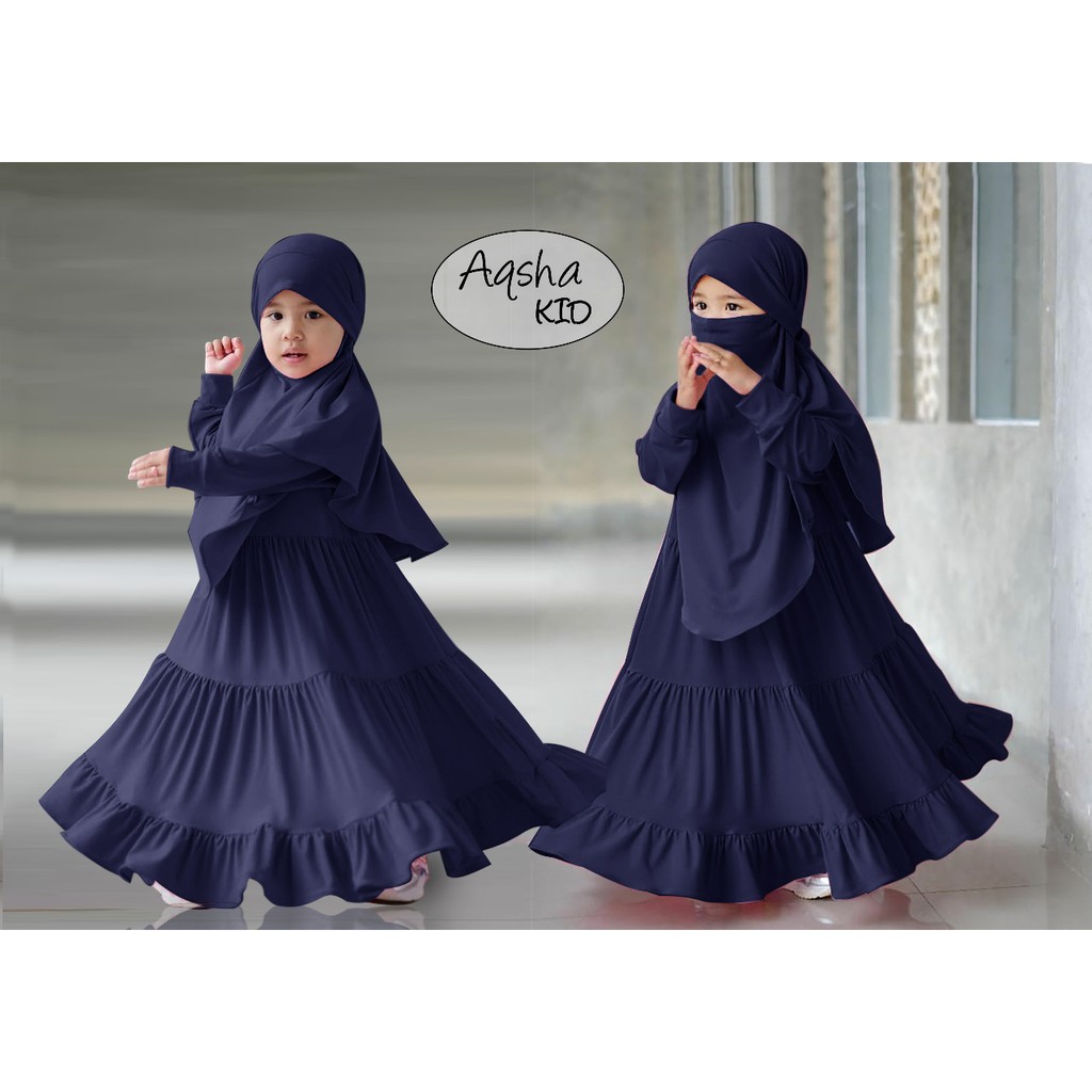 FenishaStore Baju Gamis Syar’i Anak Perempuan Terbaru AQSHA Kids Umur 2-4 Tahun
