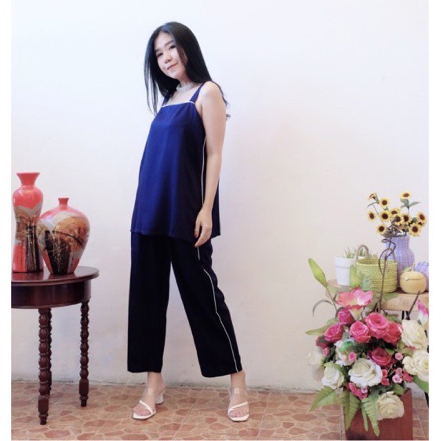 SATU SET CELANA PANJANG CASUAL DAILY HOMEWEAR LOUNGEWEAR RAYON PREMIUM WANITA NONA.inc - Emily set