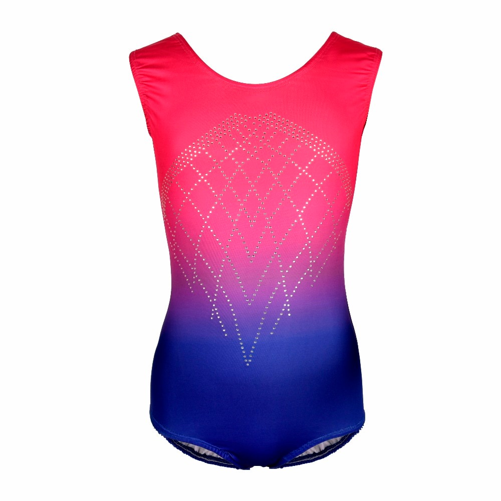 Jual PreOrder Kid Child Rhythmic Gymnastics Leotard For Girl Gradient Rainbow Rhinestone Dance